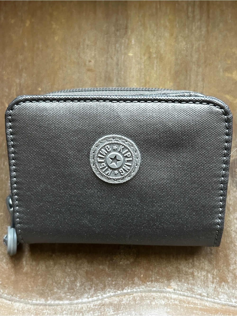 Kipling Money Love Small Metallic Silver Compact Zip Wallet